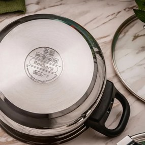 Χύτρα ταχύτητας Rosberg R51311A5, 5 λίτρα, 2 καπάκια, Επαγωγή, Πάτος 3 στρωμάτων, Inox