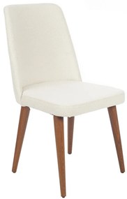 Artekko Milano Καρέκλα με Ξύλινο Καφέ Σκελετό και Λευκό Μπουκλέ Ύφασμα (48x60x90)cm