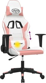 vidaXL Καρέκλα Gaming Λευκό και Ροζ από Συνθετικό Δέρμα