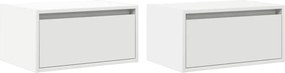 vidaXL Κομοδίνα Επιτοίχια με Φώτα LED 2 τεμ. Λευκά