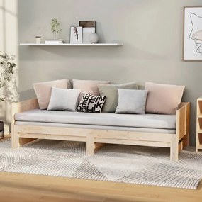 Καναπές Κρεβάτι Συρόμενος 2x(90x200) εκ. από Μασίφ Πεύκο - Καφέ