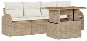 vidaXL Σετ Καναπέ Κήπου με αποθήκευση 5 pcs Μπεζ Πολυ ράταν