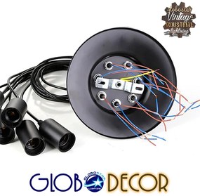 GloboStar® WIRED 01173 Vintage Φωτιστικό Οροφής Πολύφωτο Μαύρο