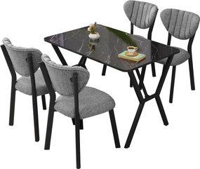 Extendable Dining Table &amp; Chairs Set (5 Pieces) Elma - Grey, Black Grey
Black