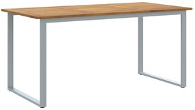 vidaXL Τραπέζι Εξωτερικού Χώρου Γκρι 160x80x75 εκ. Χάλυβας & Στερεό Ξύλο Ακακίας