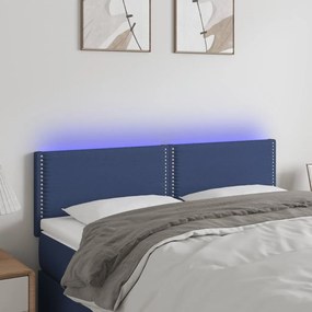 Κεφαλάρι Κρεβατιού LED Μπλε 144x5x78/88 εκ. Υφασμάτινο 3121476