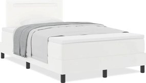 vidaXL Κρεβάτι με ελατήρια με στρώμα Λευκό 120 x 190 cm Τεχνητό δέρμα