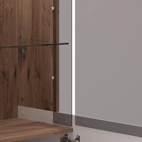 Βιτρίνα Burgundy 2K VS1 200 Λευκό - Flagstaff Oak -Λευκό Γυαλιστερό 78,5x40x197 εκ. 78.5x40x197 εκ.