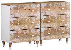 vidaXL Sideboards 2 τεμάχια 60x33,5x75 cm μασίφ ξύλο Mango