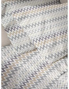 Σετ Σεντόνια Menta Εμπριμέ 540 Beige Διπλό (200x250)