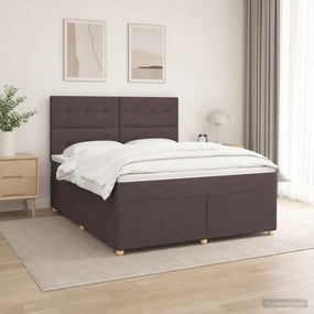 vidaXL Κρεβάτι box spring με στρώμα Σκούρο Καφέ 140 x 200 cm Ύφασμα