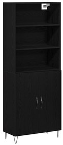vidaXL Υψηλό Ντουλάπι Μαύρης Δρυός 69.5x34x180 εκ. Μοριοσανίδες