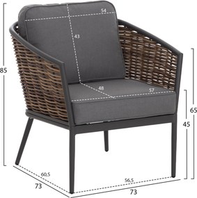 ΣΕΤ ΣΑΛΟΝΙ 4ΤΜΧ CASSIAN HM6552.01 ΑΛΟΥΜΙΝΙΟ &amp; ΜΑΞΙΛΑΡΙΑ ΓΚΡΙ-ΜΠΕΖ P.E.RATTAN