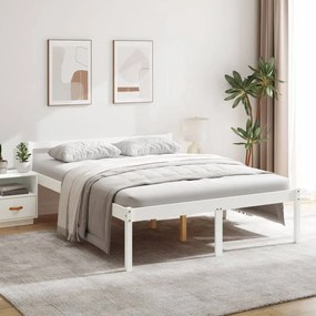 Κρεβάτι Ηλικιωμένων Λευκό 160 x 200 εκ. από Μασίφ Ξύλο Πεύκου