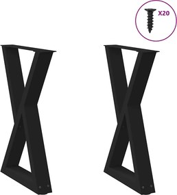 vidaXL Πόδια Τραπεζαρίας 2 τεμ. Μαύρο 60x(72-73,3) εκ. Ατσάλι