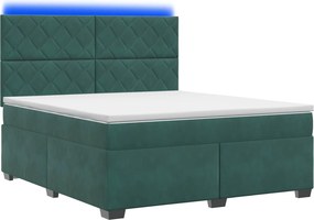 vidaXL Κρεβάτι box spring με στρώμα Σκούρο Πράσινο 140 x 190 cm