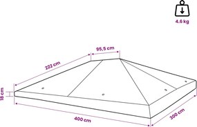 vidaXL Κάλυμμα Γκαζebo 300 x 400 cm Μπλε