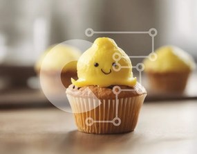 Σετ των 2 Intra Συλλεκτικό Ξύλινο Παζλ Plywood  4mm - Cupcake Smiley Face με Yellow Frosting Σε Ξύλινο Κουτί - Διαστάσεις: 10x10 cm – 25 κομμάτια