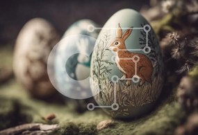 Intra Συλλεκτικό Ξύλινο Παζλ Plywood  4mm - Βαμμένα πασχαλινά αυγά με σχέδια κουνελιού Σε Ξύλινο Κουτί - Διαστάσεις: 10x10 cm – 25 κομμάτια