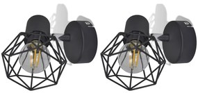 vidaXL Απλίκα Τοίχου 2 τεμ. Βιομηχανικό Στιλ Μαύρη με Λαμπτήρα LED Filament