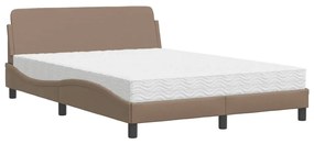 vidaXL Κρεβάτι με Στρώμα Καπουτσίνο 120x200 εκ. από Συνθετικό Δέρμα