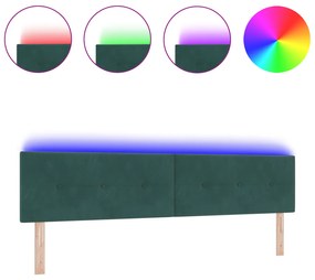 vidaXL LED Κεφαλάκι με Κουμπί Σκούρο Πράσινο 100 εκ Βελούδο