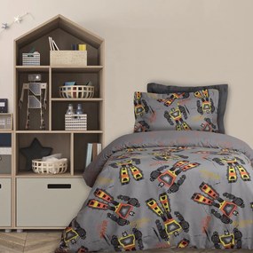 Παπλωματοθήκη Παιδική 4974 (Σετ 2τμχ) Grey Das Home Μονό 160x240cm 100% Βαμβάκι