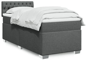 Κρεβάτι Boxspring με Στρώμα Σκούρο Γκρι 80x200 εκ. Υφασμάτινο