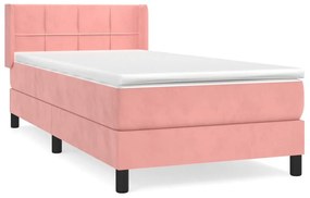 Κρεβάτι Boxspring με Στρώμα Ροζ 80 x 200 εκ. Βελούδινο - Ροζ