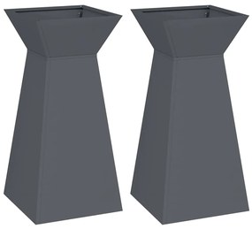 vidaXL Κηπευτική Στήλη με 2 Γλάστρες και Λεκάνη Ανθρακί, 35x35x73 εκ, Μεταλλικό