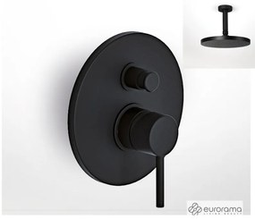 Eurorama TONDA Μίκτης εντοιχισμού 2 εξόδων με εκτροπέα &amp; Ανακλινόμενη κεφαλή Φ20εκ &amp; μπράτσο οροφής 10εκ Black Matt