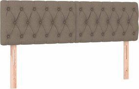 vidaXL Κρεβάτι Boxspring με Στρώμα &amp; LED Taupe 160x200 εκ. Υφασμάτινο