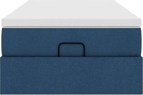 vidaXL Οθωμανικό κρεβάτι με στρώμα μπλε 100x200cm ύφασμα