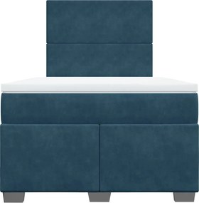 vidaXL Κρεβάτι Boxspring με Στρώμα Μπλε 120x190 εκ. Βελούδινο