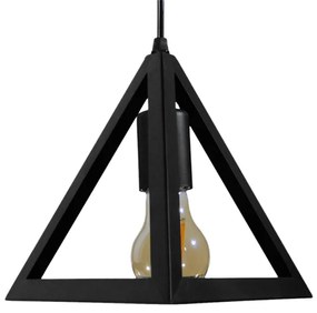 GloboStar® TRIANGLE 01063 Μοντέρνο Κρεμαστό Φωτιστικό Οροφής Μονόφωτο 1 x E27 Μαύρο Μεταλλικό Πλέγμα Φ25 x Y21cm