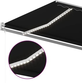 vidaXL Ηλεκτρική τέντα με LED και αισθητήρα 6 x 3 m Ανθρακί