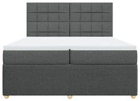 Κρεβάτι Boxspring με Στρώμα Σκούρο Γκρι 200x200 εκ. Υφασμάτινο - Γκρι