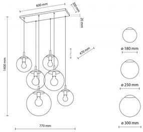 Κρεμαστό Φωτιστικό Οροφής 140cm 6xE27 15W IP20 Esme TK Lighting 4819 Πολύχρωμο