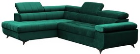 Γωνιακός καναπές αριστερά Dragonis 268x97x201cm  - πράσινο βελούδο BOG22149