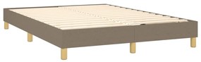 vidaXL Κρεβάτι Boxspring με Στρώμα &amp; LED Taupe 140x190 εκ. Υφασμάτινο