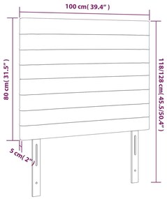 Κεφαλάρι Κρεβατιού LED Σκούρο Γκρι 100x5x118/128 εκ. Βελούδινο - Γκρι