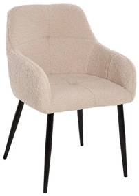 Πολυθρόνα Shelly HM8591.02 57x55x87cm Με Μαύρα Μεταλλικά Πόδια & Ύφασμα Teddy White Metal, Fabric