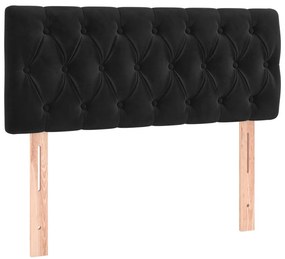 vidaXL Κρεβάτι Boxspring με Στρώμα &amp; LED Μαύρο 100x200 εκ. Βελούδινο