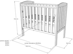 Βρεφική Κούνια + Στρώμα  Dream  Natural  50x100cm  BC10064  BabyCute