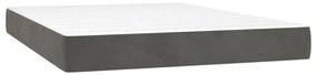 vidaXL Κρεβάτι Boxspring με Στρώμα & LED Σκ. Γκρι 140x200εκ. Βελούδινο