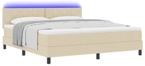 vidaXL Κρεβάτι με ελατήρια & Στρώμα LED κρεμ 180x200 εκ Ύφασμα