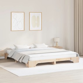 vidaXL Κρεβάτι 200x200 cm από Μασίφ Ξύλο Πεύκου