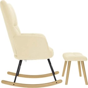 vidaXL Πολυθρόνα Κουνιστή Κρεμ Υφασμάτινη με Υποπόδιο