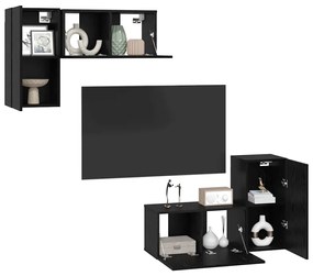 vidaXL ΣΕΤ ΕΠΙΠΛΟΥ ΤΗΛΕΟΡΑΣΗΣ με ράφι 4 pcs Μαύρη Δρυς 60 x 30 x 30 cm