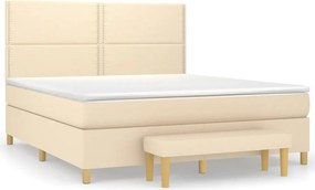 vidaXL Κρεβάτι Boxspring με Στρώμα Κρεμ 180x200 εκ. Υφασμάτινο